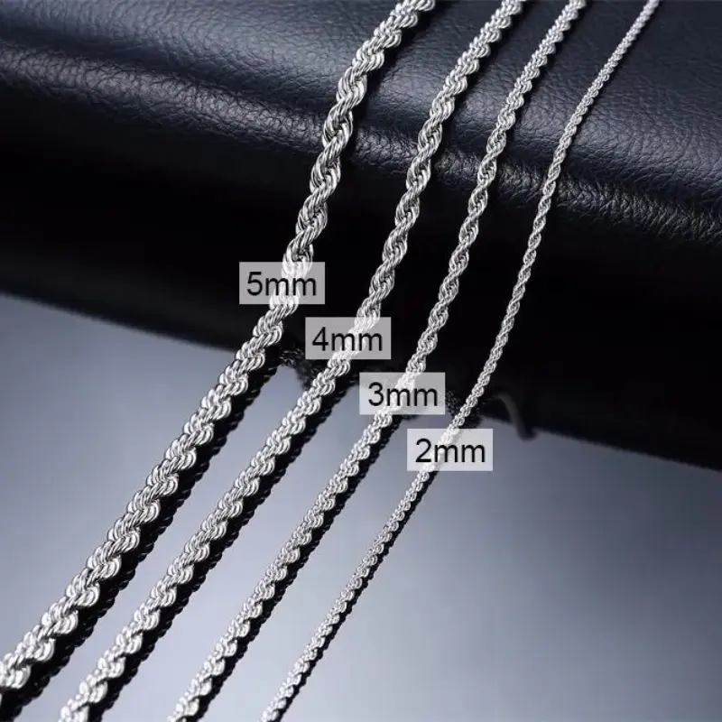 Corrente Masculina Trançada 50cm em Aço Inoxidável - Image 6